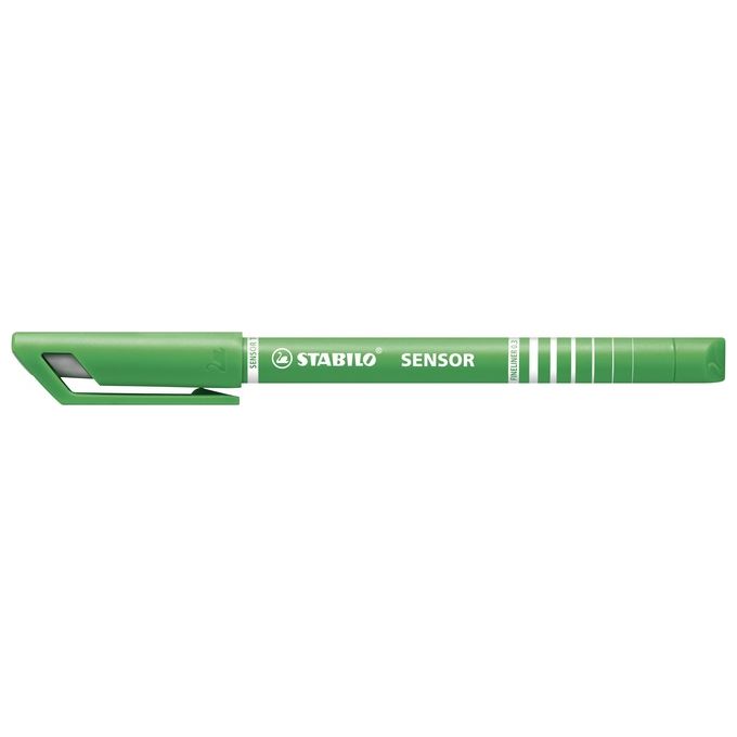 Fineliner con punta ammortizzata - STABILO SENSOR F - Tratto Fine (0,3 mm) - Astuccio da 4 - Nero-Blu-Rosso-Verde