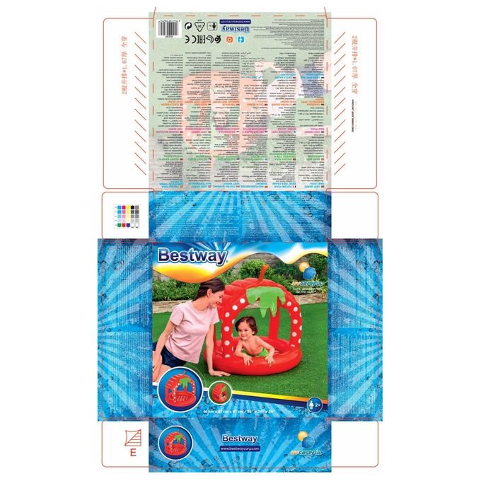 Bestway piscinetta gonfiabile berry rotonda 27l verde rosso bianco per bambini 2 anni 52387