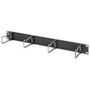 Digitus Pannello di Gestione Cavi 1he con Guarnizione a Spazzola 4 Anelli in Acciaio 40x75mm Nero Ral 9005