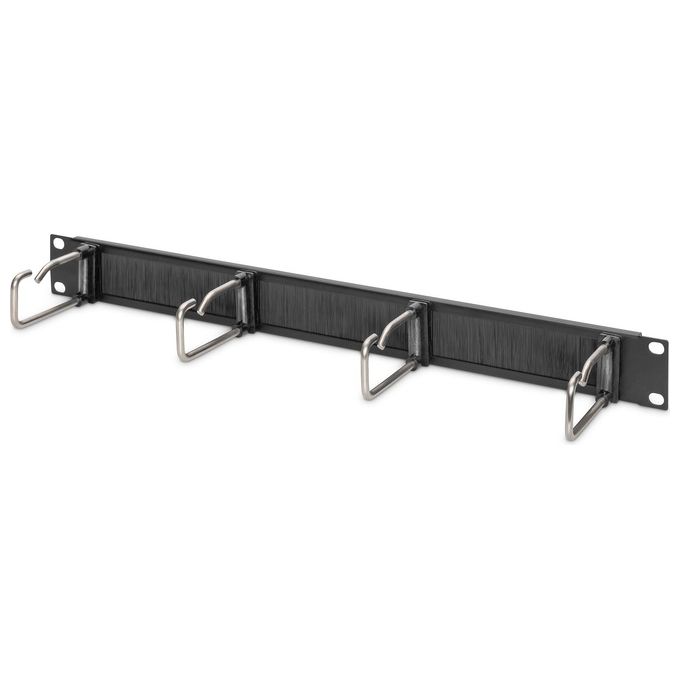 Digitus Pannello di Gestione Cavi 1he con Guarnizione a Spazzola 4 Anelli in Acciaio 40x75mm Nero Ral 9005