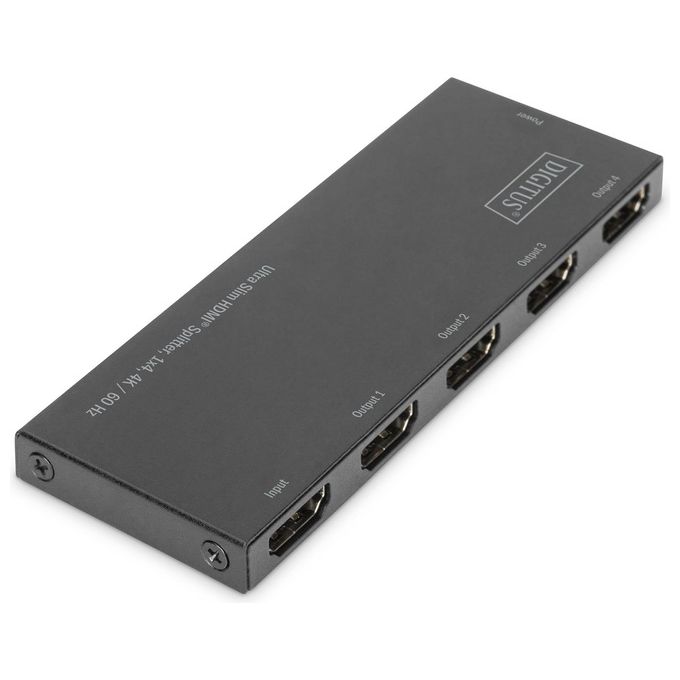 Digitus Splitter Hdmi Ultra Slim 1X4 4K-60Hz HDR HDCP 2.2 18Gbps Micro Usb Power