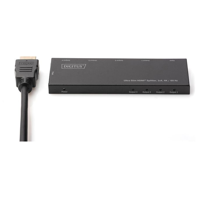 Digitus Splitter Hdmi Ultra Slim 1X4 4K-60Hz HDR HDCP 2.2 18Gbps Micro Usb Power
