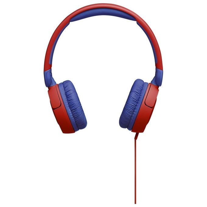 Jbl JR310 Cuffie per Bambini con Cavo e Limitatore di Volume Cuffie On Ear con Microfono e Filo Piatto Antigroviglio su un Lato Pieghevoli Leggere e Comode Rosso