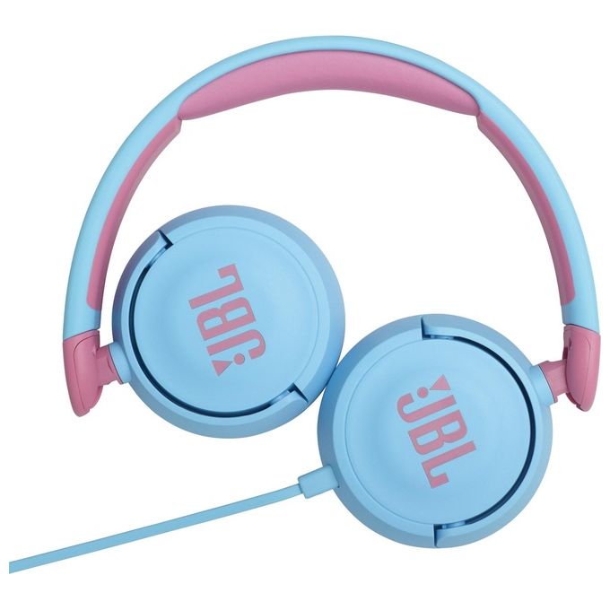 Jbl JR310 Cuffie per Bambini con Cavo e Limitatore di Volume Cuffie On Ear con Microfono e Filo Piatto Antigroviglio su un Lato Pieghevoli Leggere e Comode Blu