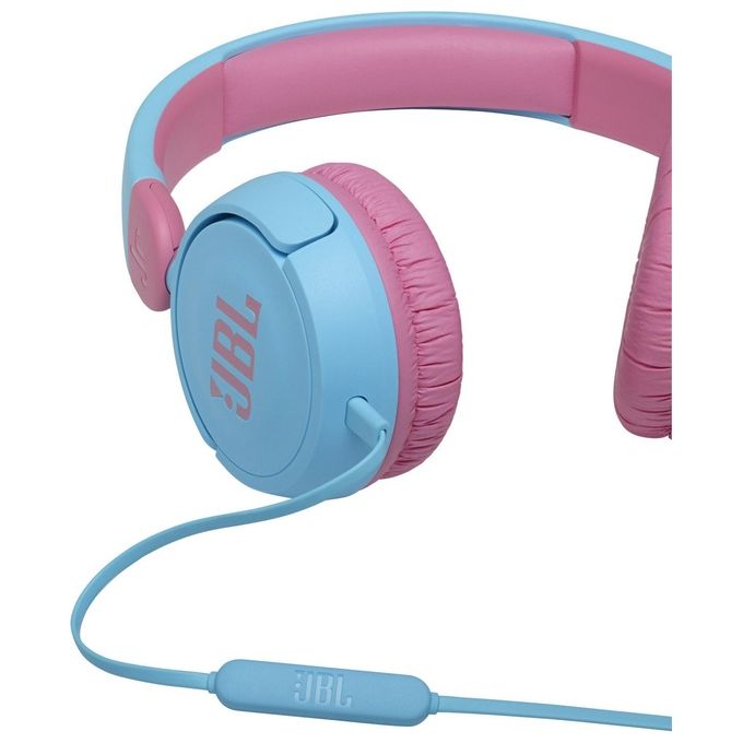 Jbl JR310 Cuffie per Bambini con Cavo e Limitatore di Volume Cuffie On Ear con Microfono e Filo Piatto Antigroviglio su un Lato Pieghevoli Leggere e Comode Blu