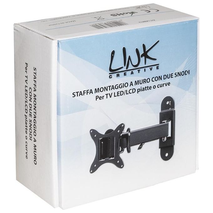 Link braccio a muro con 2 snodi per tv led-lcd da 13 a 37 fino a 15kg e vesa 100x100