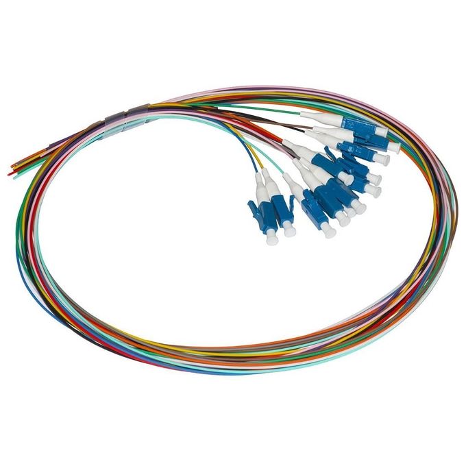 Link set 12 cavi pigtail fibra ottica colorati connettori lc singlemode simplex 1 mt