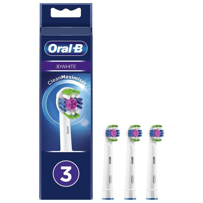 Braun Oral - B 3D White Testine di Ricambio con Tecnologia CleanMaximiser Confezione da 3 Pezzi - Yeppon