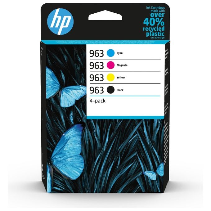 HP 963 Cartuccia Originale d'Inchiostro Confezione da 4 Nero-Giallo-Ciano-Magenta