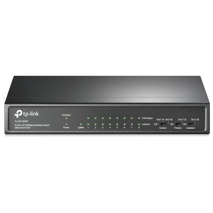 Tp-Link L-SF1009P Switch di Rete Non Gestito Fast Ethernet 10-100 Supporto Power Over Ethernet Nero