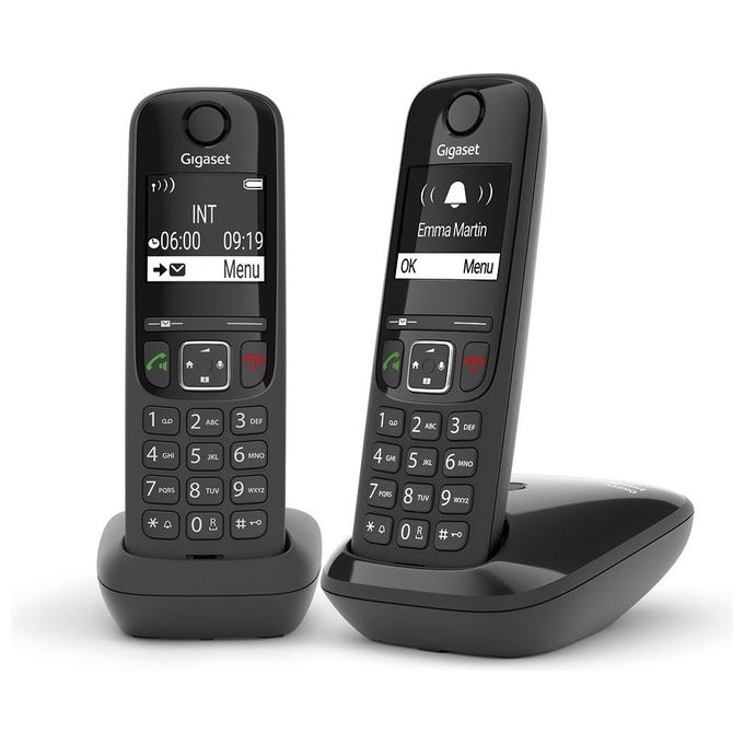 Gigaset AS690 Duo Coppia Cordless Display 2'' Vivavoce Rubrica Nero