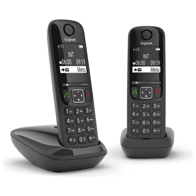 Gigaset AS690 Duo Coppia Cordless Display 2'' Vivavoce Rubrica Nero
