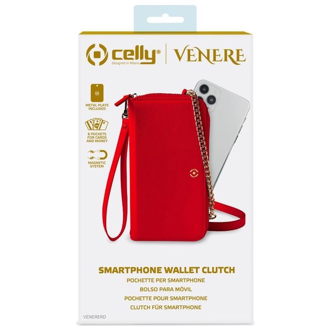 Celly Venere Pochette Cover Smartphone 6.5'' Rosso