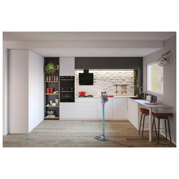 Hoover HF322YHM 011 H-Free 300 Hydro – Scopa elettrica senza filo, doppia azione aspirazione + lavaggio, capacita' 0,7 L, autonomia fino a 40 minuti, sistema ciclonico, colore Grigio-Blu