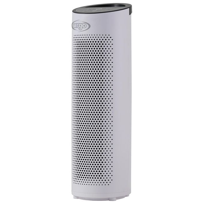 Argo Pury - Purificatore d’aria per ambienti fino a 30 m², filtrazione multistrato con HEPA 13, 60 dB, 3 velocita', timer e maniglia per il trasporto, Bianco-Nero