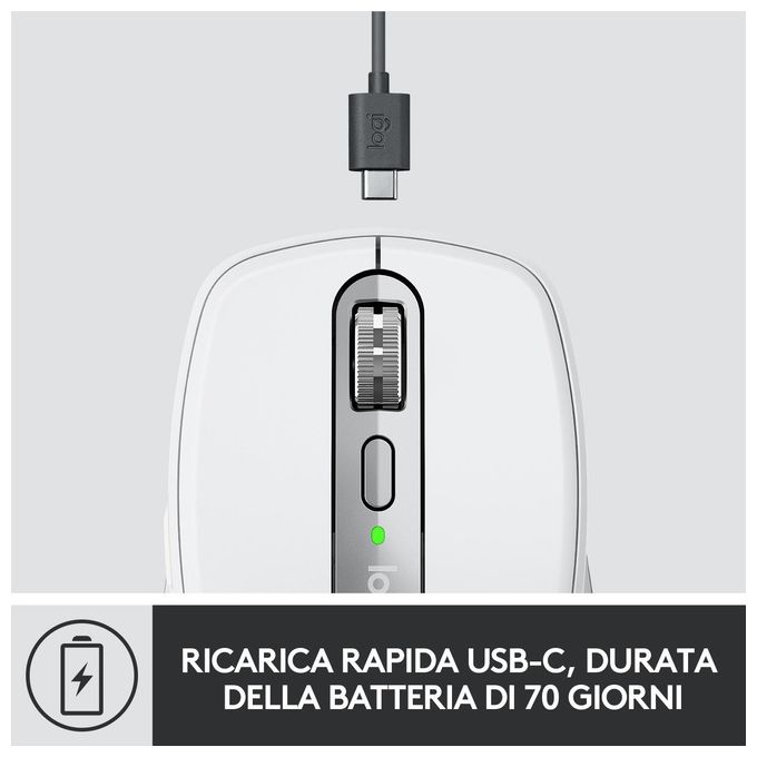 Logitech Mx Anywhere 3 Mouse Wireless A Rf Bluetooth 4000 Dpi Mano Destra