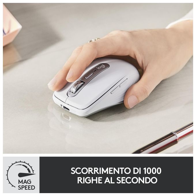 Logitech Mx Anywhere 3 Mouse Wireless A Rf Bluetooth 4000 Dpi Mano Destra