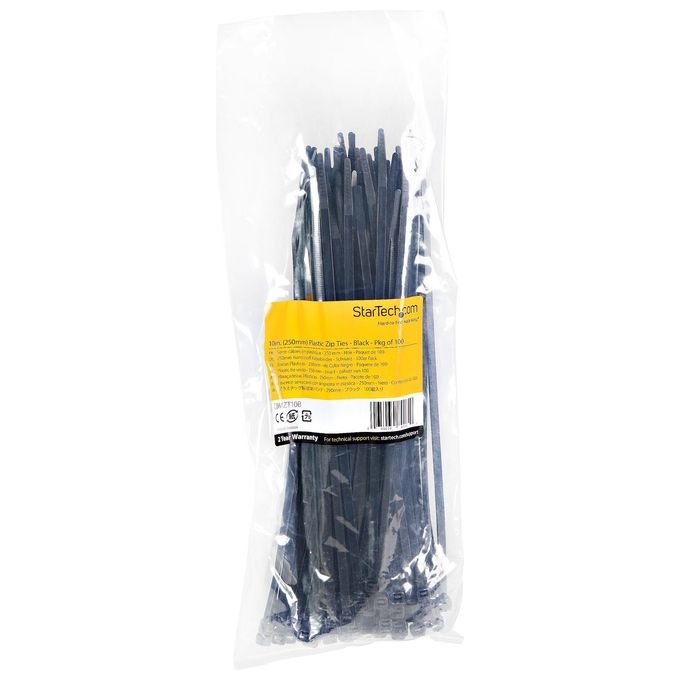 StarTech.com Fascette Fermacavo da 25cm Riutilizzabili 100 Pezzi Nero