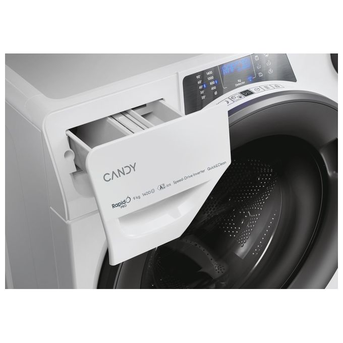 Candy RP496BWMR91S RapidÓ Pro Lavatrice Carica Frontale 9 Kg 1400 rpm Classe A Inverter Vapore Wi-Fi (85x60x54 cm) colore Bianco