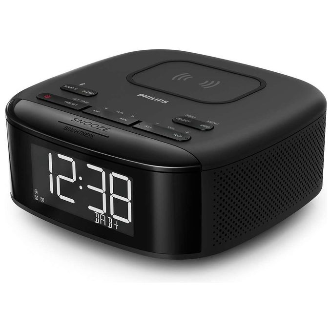 Philips TAR7705-10 Radiosveglia, DAB+, Bluetooth, Caricatore Wireless, LCD, Nero