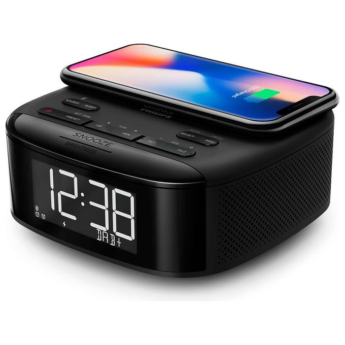 Philips TAR7705-10 Radiosveglia, DAB+, Bluetooth, Caricatore Wireless, LCD, Nero