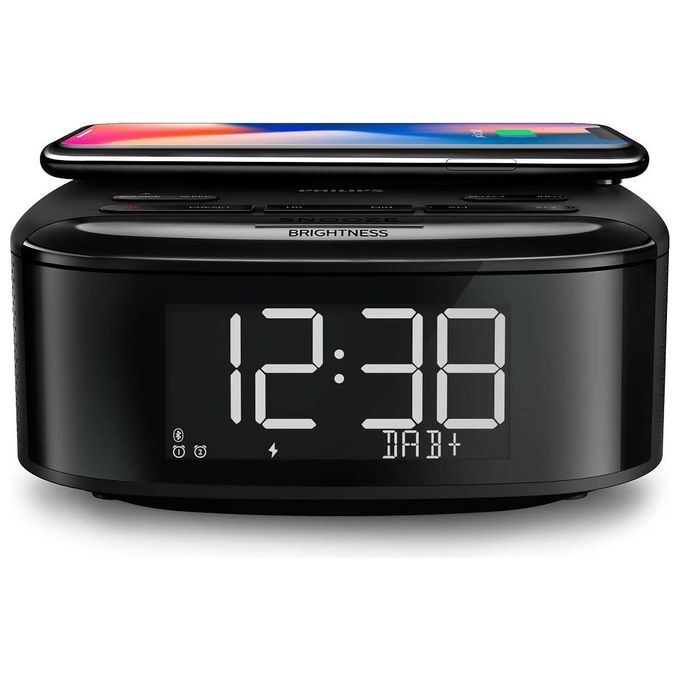 Philips TAR7705-10 Radiosveglia, DAB+, Bluetooth, Caricatore Wireless, LCD, Nero