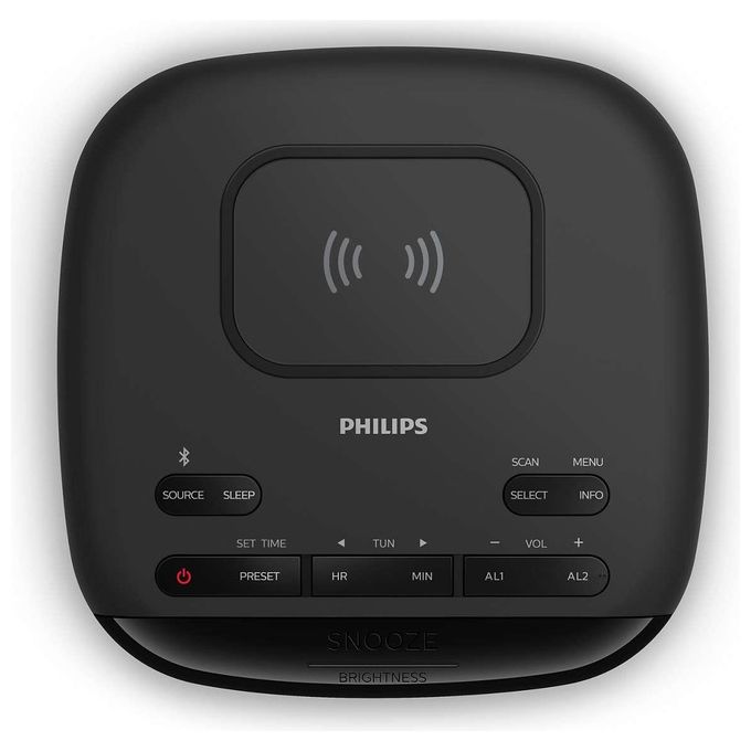 Philips TAR7705-10 Radiosveglia, DAB+, Bluetooth, Caricatore Wireless, LCD, Nero