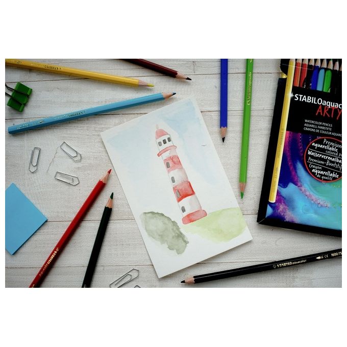 Matita colorata acquarellabile - STABILOaquacolor - ARTY - Astuccio da 12 - Colori assortiti