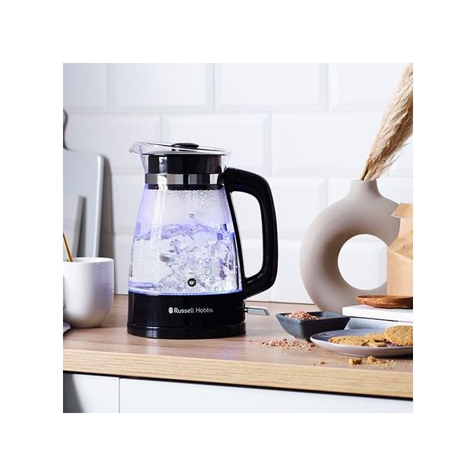 Russell Hobbs 26080-70 Classics Bollitore Caraffa in Vetro Illuminazione Interna Blu Base Girevole a 360 Gradi