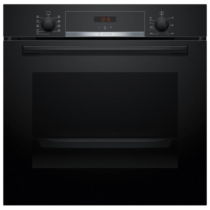 Bosch Serie 4 HBA534BB3 Forno elettrico da incasso 71 Litri Classe A+ EcoClean per parete posteriore Display digitale LED rosso Manopole a scomparsa push-pull, 7 funzioni 60 cm Nero