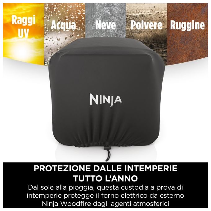 Ninja XSKOCVREUK Woodfire Copertura per Forno da Esterno OO101EU Protezione per Forno Premium Resistente all'Acqua Anti-Sbiadimento Nero