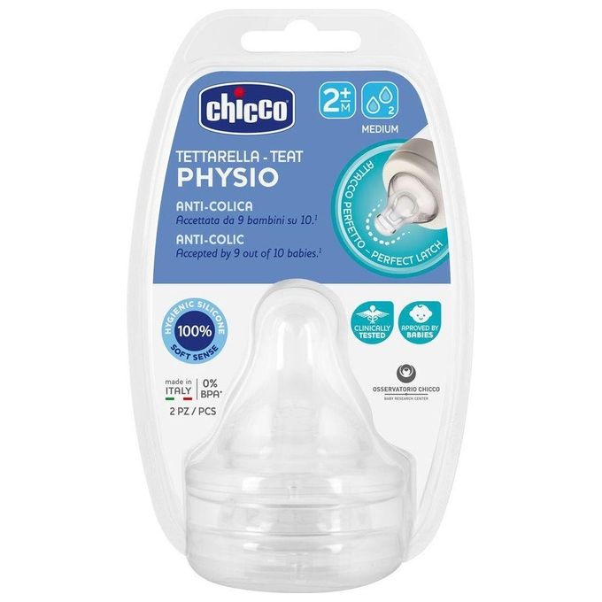 Chicco Perfect 5 Tettarella 2+ Mesi 2 Fori 2 Pezzi Trasparente