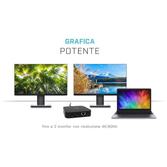 I-Tec Usb-C Dual Display Docking Station con Power Delivery 65W e Caricatore Universale 77W