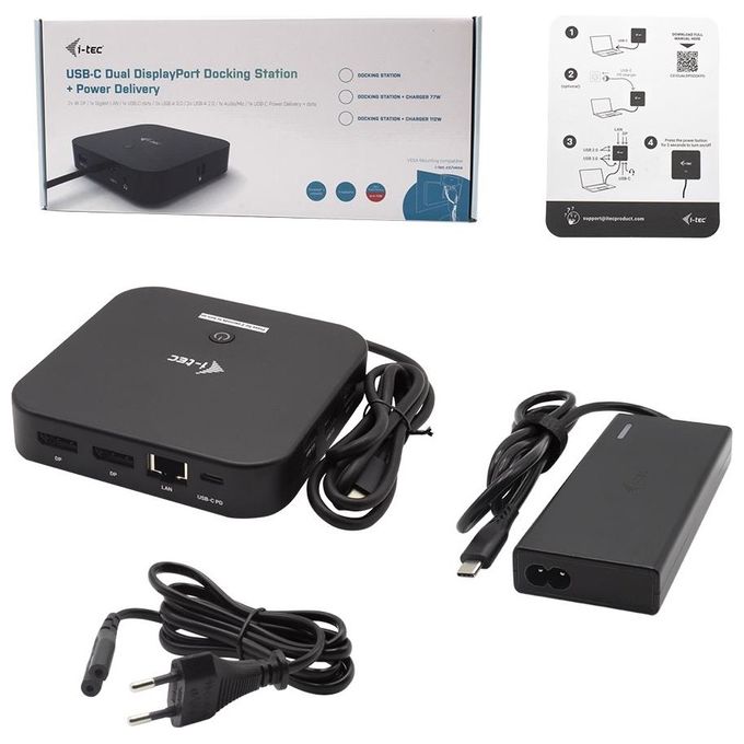 I-Tec Usb-C Dual Display Docking Station con Power Delivery 65W e Caricatore Universale 77W
