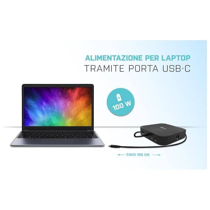 I-Tec Usb-C Dual Display Docking Station con Power Delivery 100W e Caricatore Universale 112W