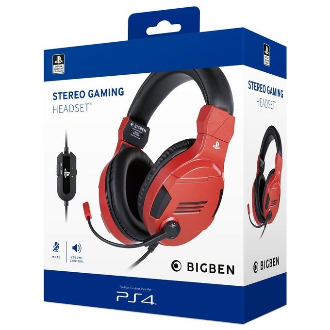 Bigben Interactive Cuffia Gaming Licenza Sony Rossa
