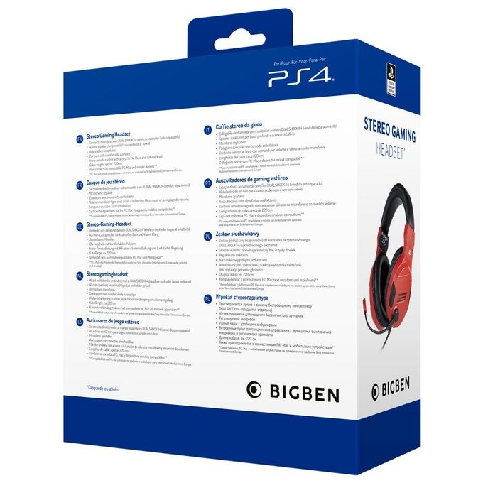 Bigben Interactive Cuffia Gaming Licenza Sony Rossa