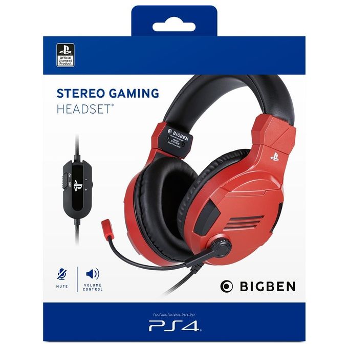 Bigben Interactive Cuffia Gaming Licenza Sony Rossa