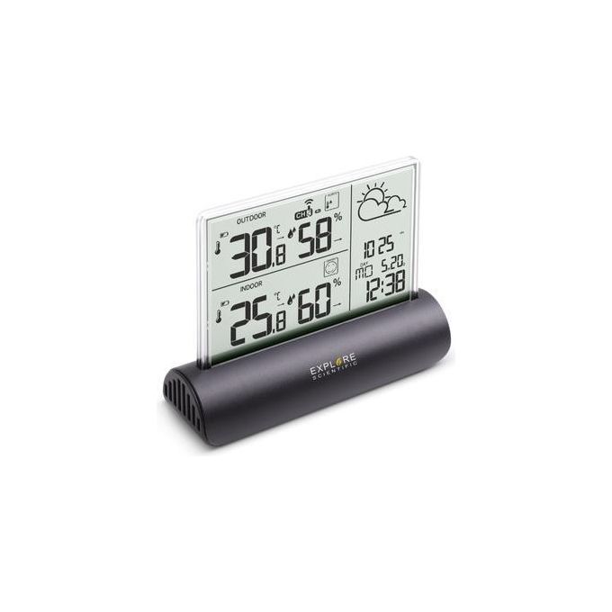 Explore Scientific Stazione Barometrica Glass LCD Weather Station Nero