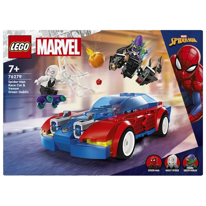 LEGO Marvel 76279 Auto da Corsa di Spider-Man e Venom Goblin, Gioco per Bambini di 7+ Anni, Veicoli Giocattolo dei Supereroi