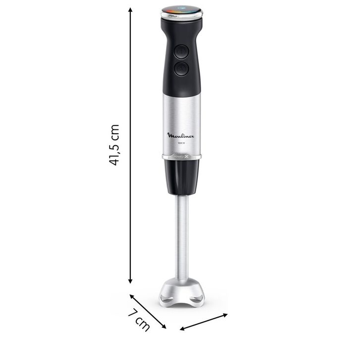Moulinex DD6738 Quickchef 3in1 – Frullatore a immersione 1000 W, velocita' variabile, accessori inclusi (tritatutto, frusta, bicchiere), lama in acciaio inox, colore Bianco-Rosso