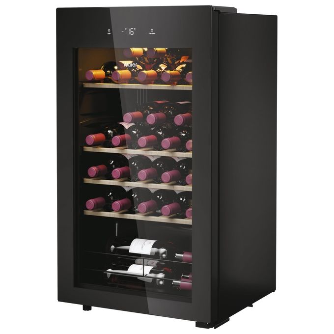 Haier Wine Bank 50 Serie 3 HWS34GGH1 Cantinetta Vino con Compressore Libera Installazione Nero 34 Bottiglie