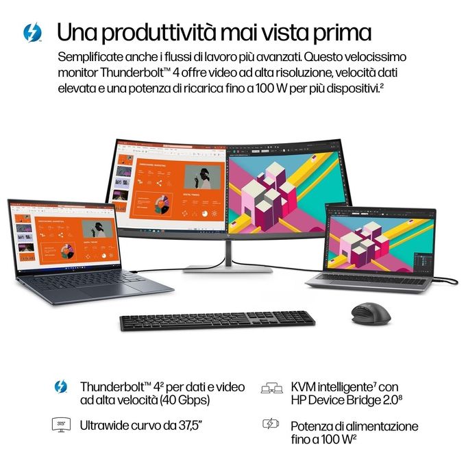 HP Series 7 Pro Monitor Serie 7 Pro WQHD Thunderbolt 4 da 37.5'' 738pu