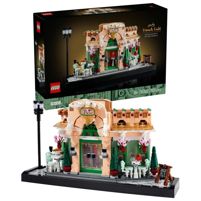LEGO 10362 Icons Kit Modellismo Fai da Te per Adulti con Libreria Decorativa e Café Francese 1101 Pezzi colore Nero