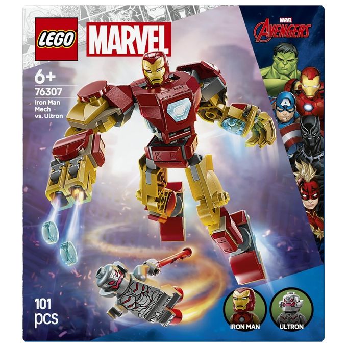 Lego Set 76307 Mech di Iron Man vs Ultron Marvel Super Heroes Assemblaggio Creativo per Fan e Collezionisti