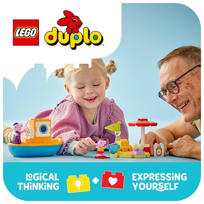 LEGO DUPLO Viaggio in Barca di Peppa Pig Giochi Educativi per Bambine e Bambini da 2 Anni Giocattolo per l'Apprendimento Prescolare da Costruire con 2 Personaggi Idea Regalo 10432