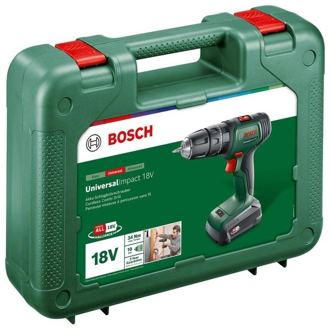 Bosch UniversalImpact Trapano Battente 18V 1450 Giri-min Senza Chiave Nero-Verde-Rosso