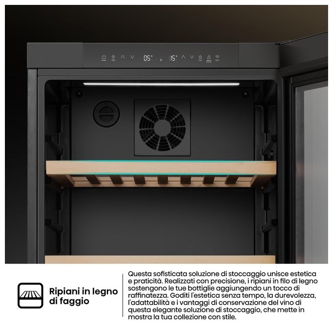Hisense RW3N230GELF Cantinetta Vino 108 Bottiglie Classe F Temperatura 5 20 °C Ripiani in Legno colore Nero