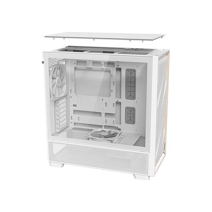 Antec Flux Wood White 5 Ventole Pwm Incluse Pannello Frontale ad Alto Flusso d'aria con Legno di Betulla Type-C Radiatore da 420mm e Supporto per Scheda Madre con Connessione Posteriore