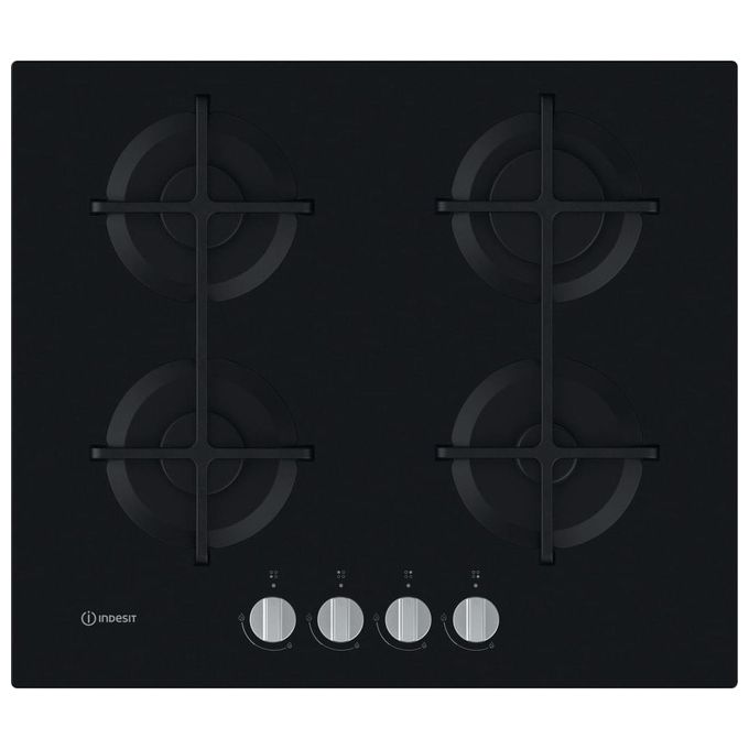 Indesit ING 61T-BK Piano Cottura a Gas 4 Zone Griglie	in Ghisa 59 cm Nero